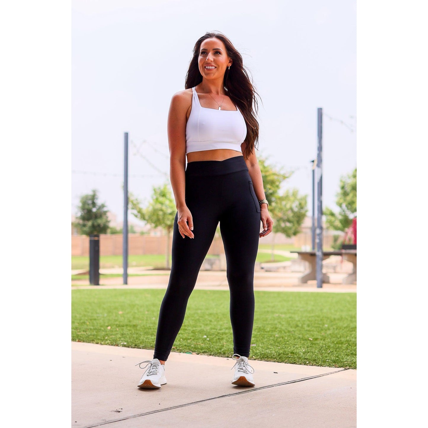 Ready to Ship | The Stephanie - Crossover BLACK Pocket Full Length Leggings Round 4  - Luxe Leggings by Julia Rose®