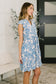 Lizzy Flutter Sleeve Dress in White and Blue Floral