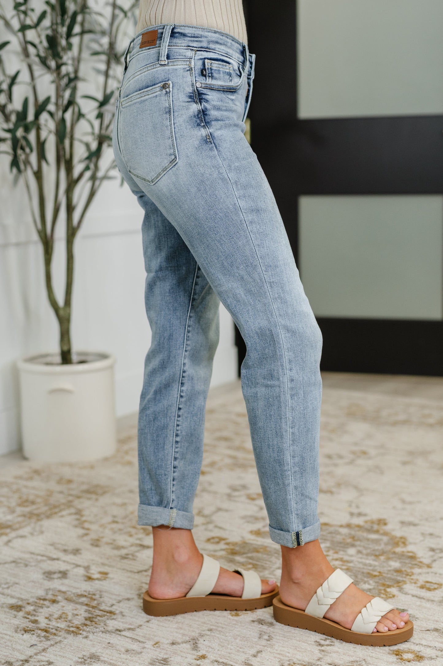 Mallory Mid Rise Bleach Wash Boyfriend Jeans