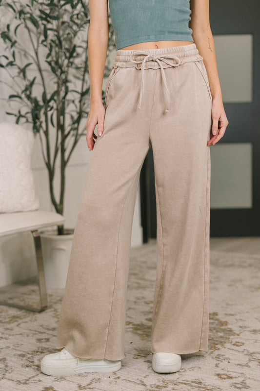 Nights Like This High Waist Palazzo Sweatpants in Ash Mocha