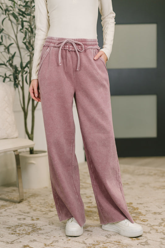 Nights Like This High Waist Palazzo Sweatpants in Light Rose