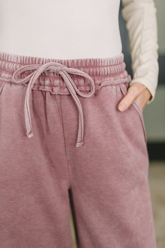 Nights Like This High Waist Palazzo Sweatpants in Light Rose
