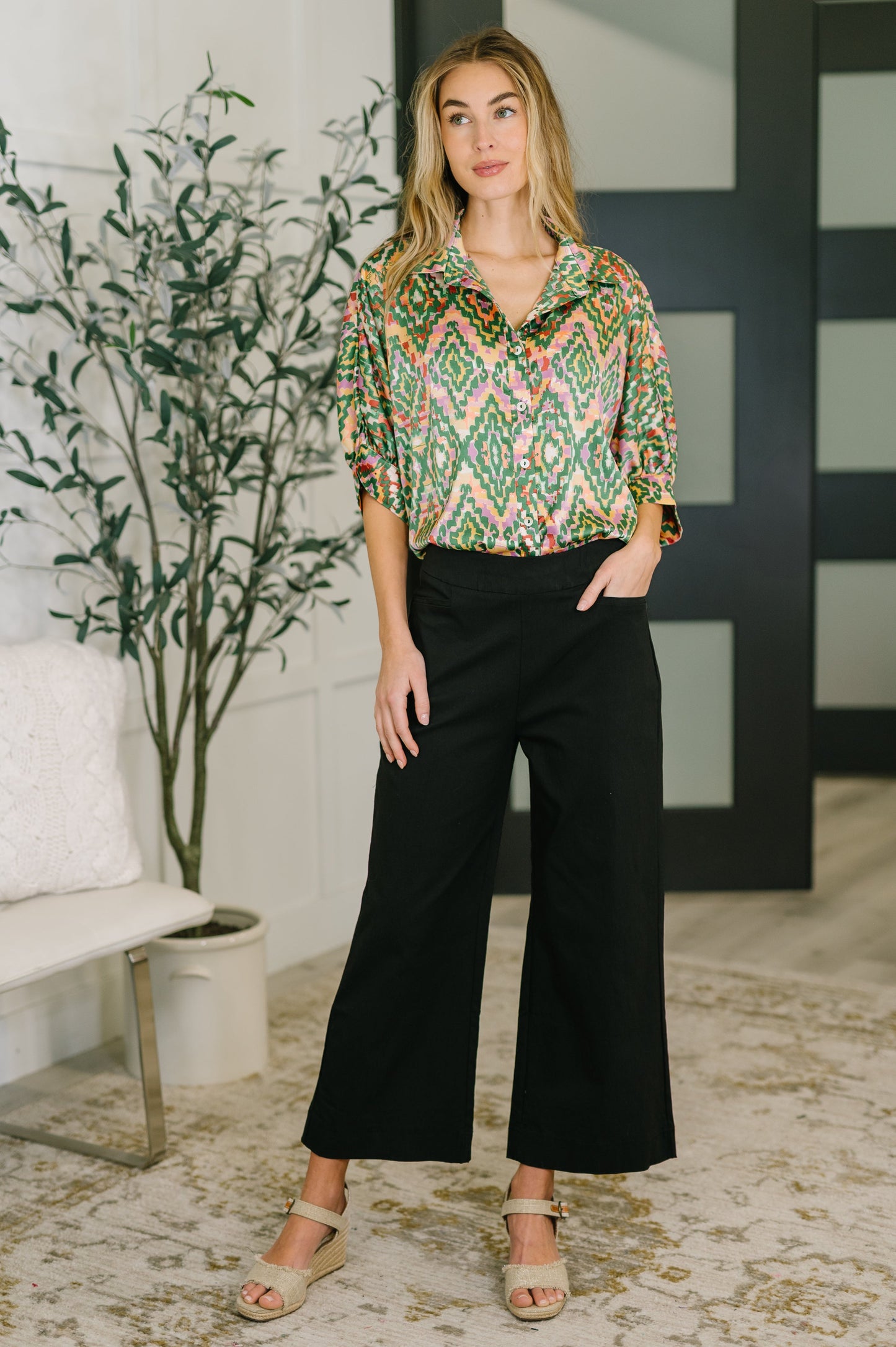 Only Pair High Waisted Wide Leg Pants in Black