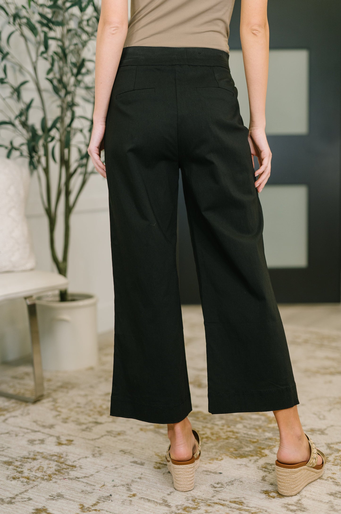 Only Pair High Waisted Wide Leg Pants in Black