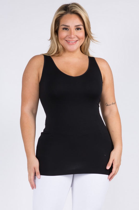 The Perfect Tank- Black U to V Neckline Reversible Tank Plus