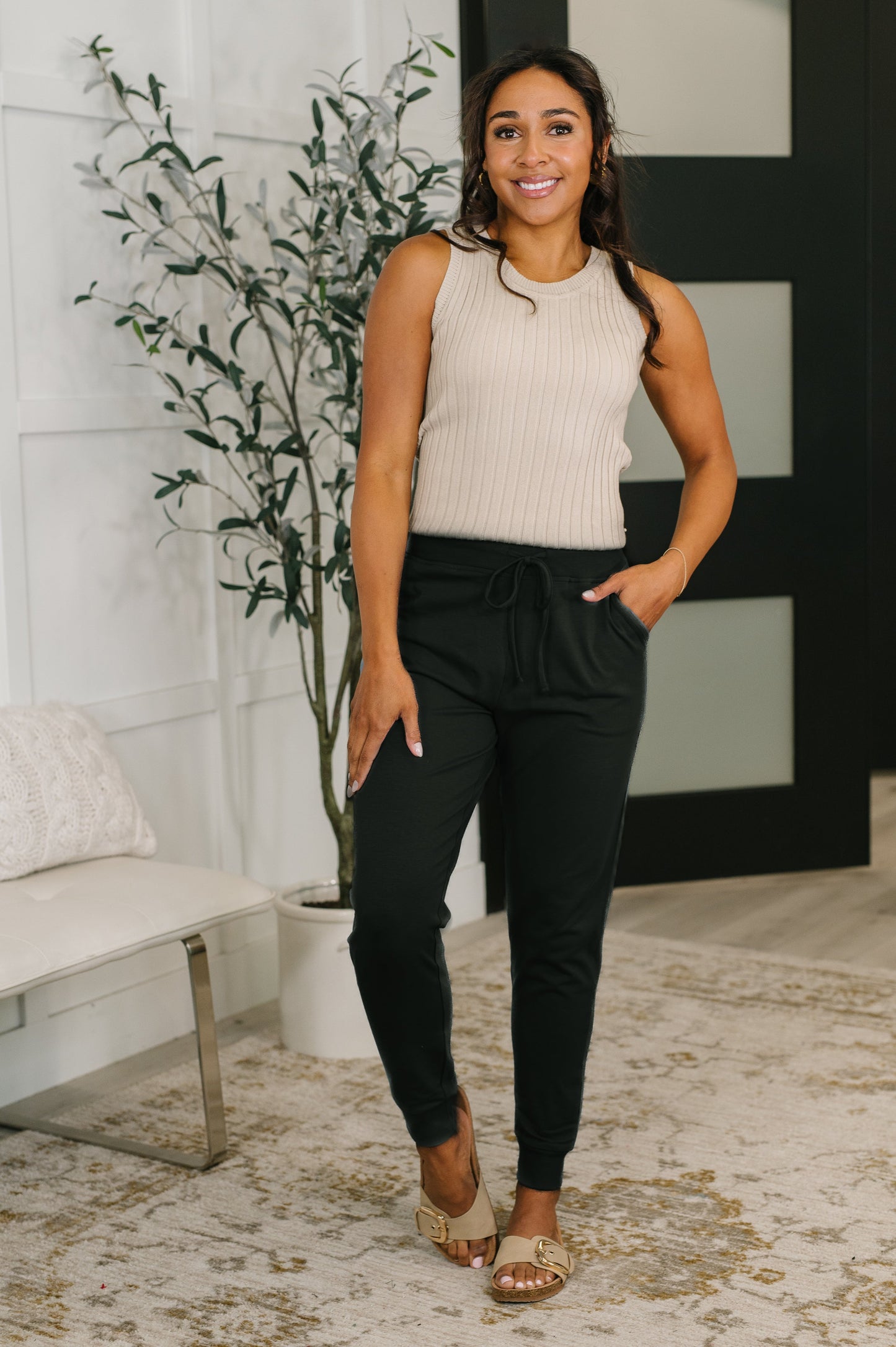 Sweat It High Waisted Joggers in Black