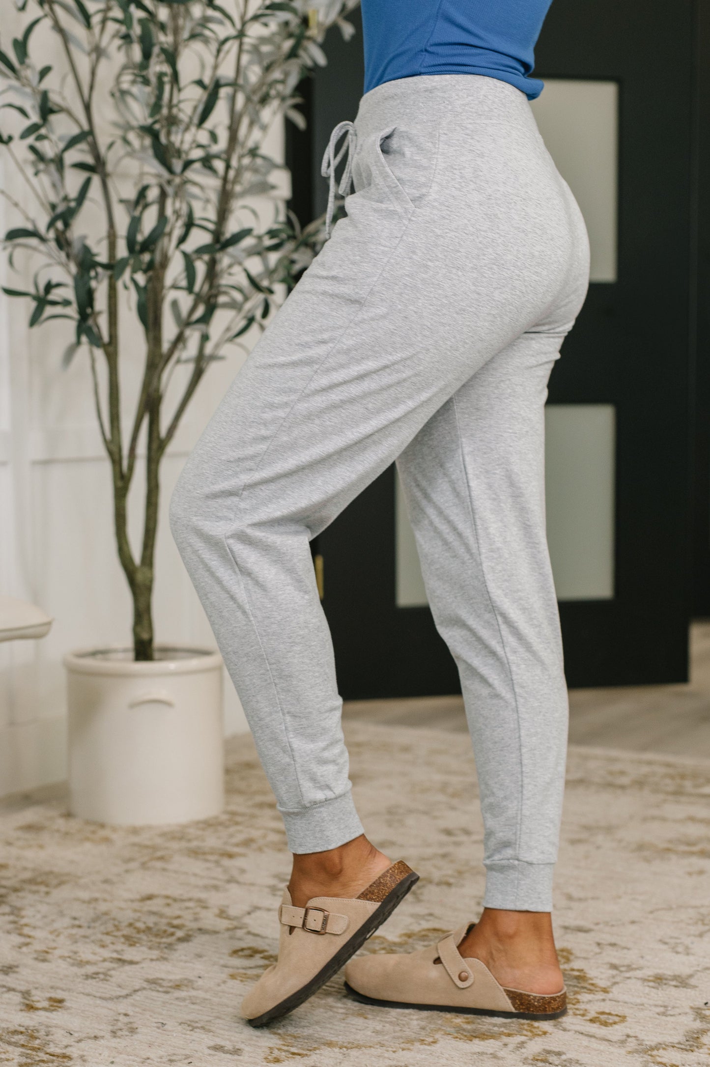Sweat It High Waisted Joggers in Heather Grey
