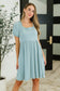 Twirlin’ Dirty Cable Ribbed Knit Dress in Sage Green