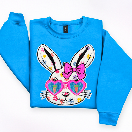 Sunglasses Bunny Chenille Patch Sweatshirt