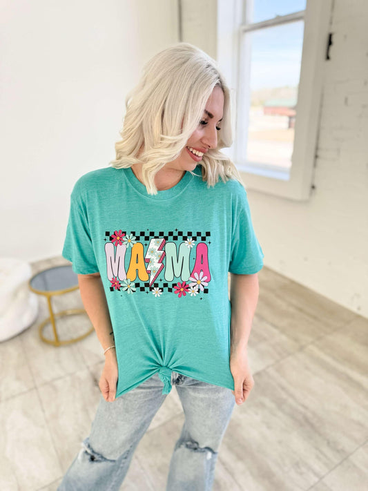 Flower Power Checker Mama Graphic Tee