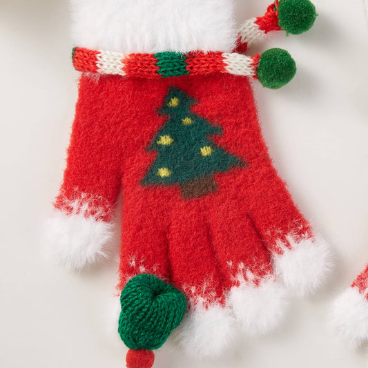 Christmas Theme Tree Winter Snowy Gloves