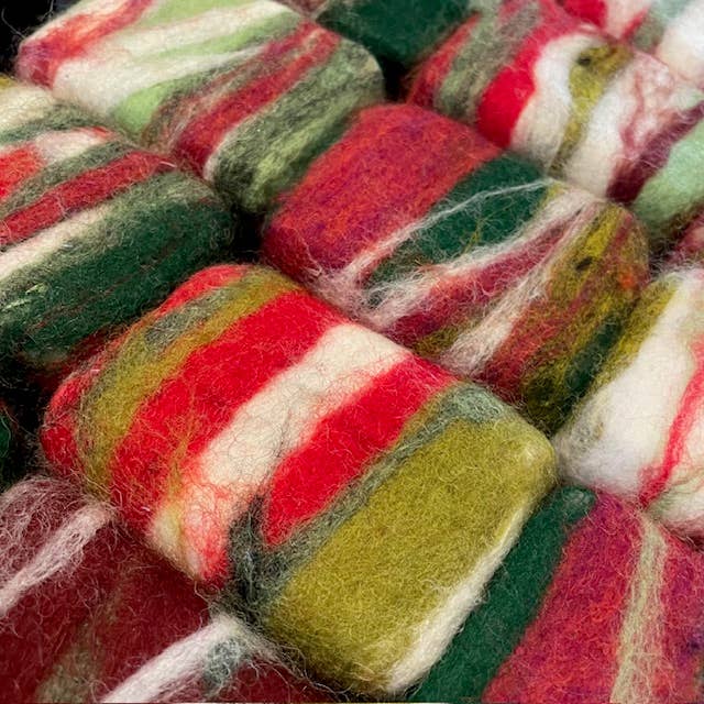 Felted Goat Milk Soap Bar- Christmas Edition