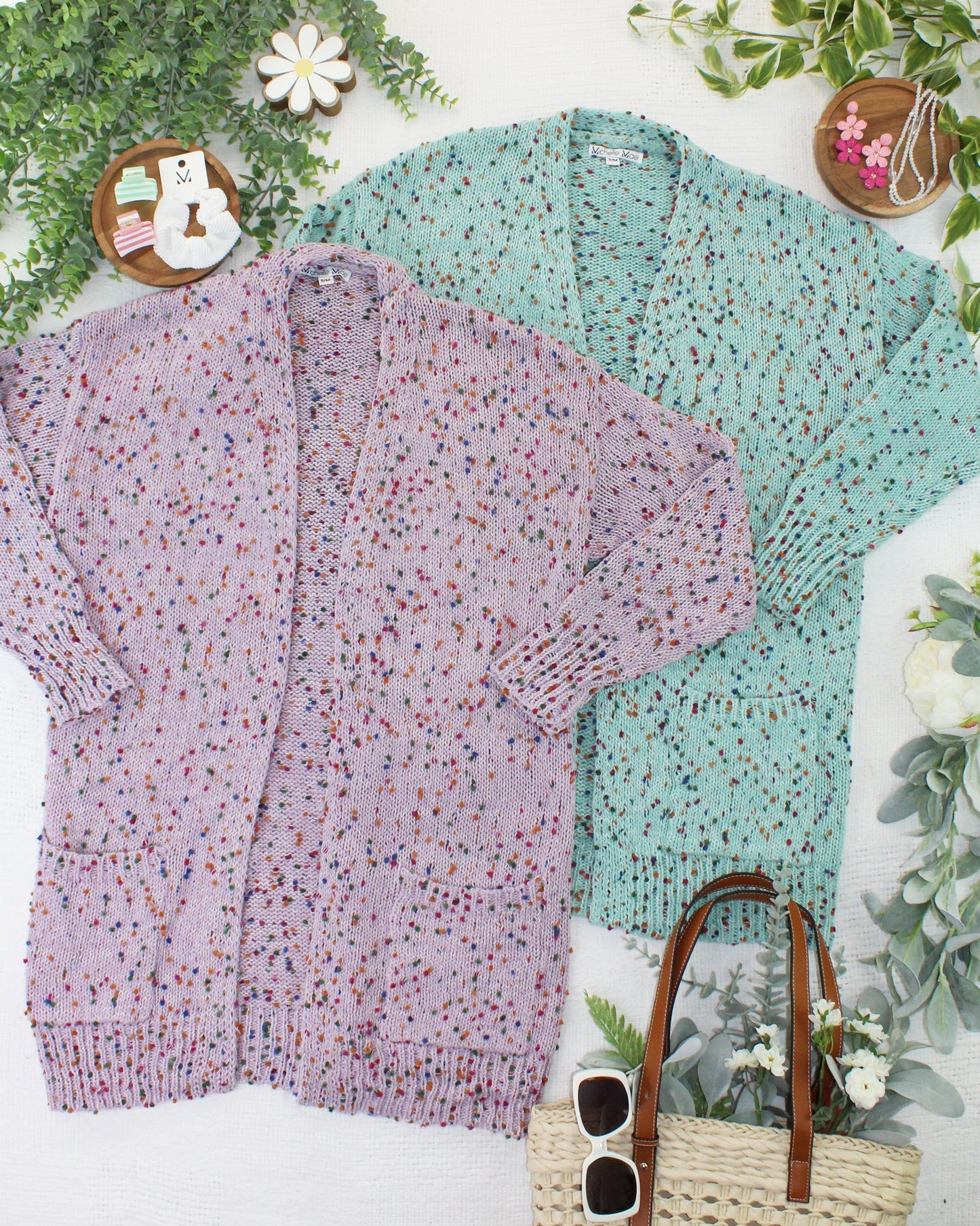 IN STOCK Carly Confetti Dot Cardigan - Lavender