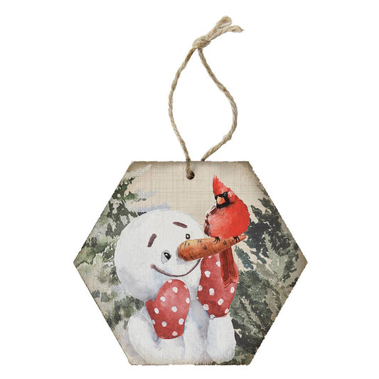 Snowman Cardinal - Honeycomb Ornaments