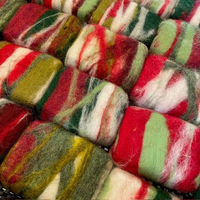 Felted Goat Milk Soap Bar- Christmas Edition