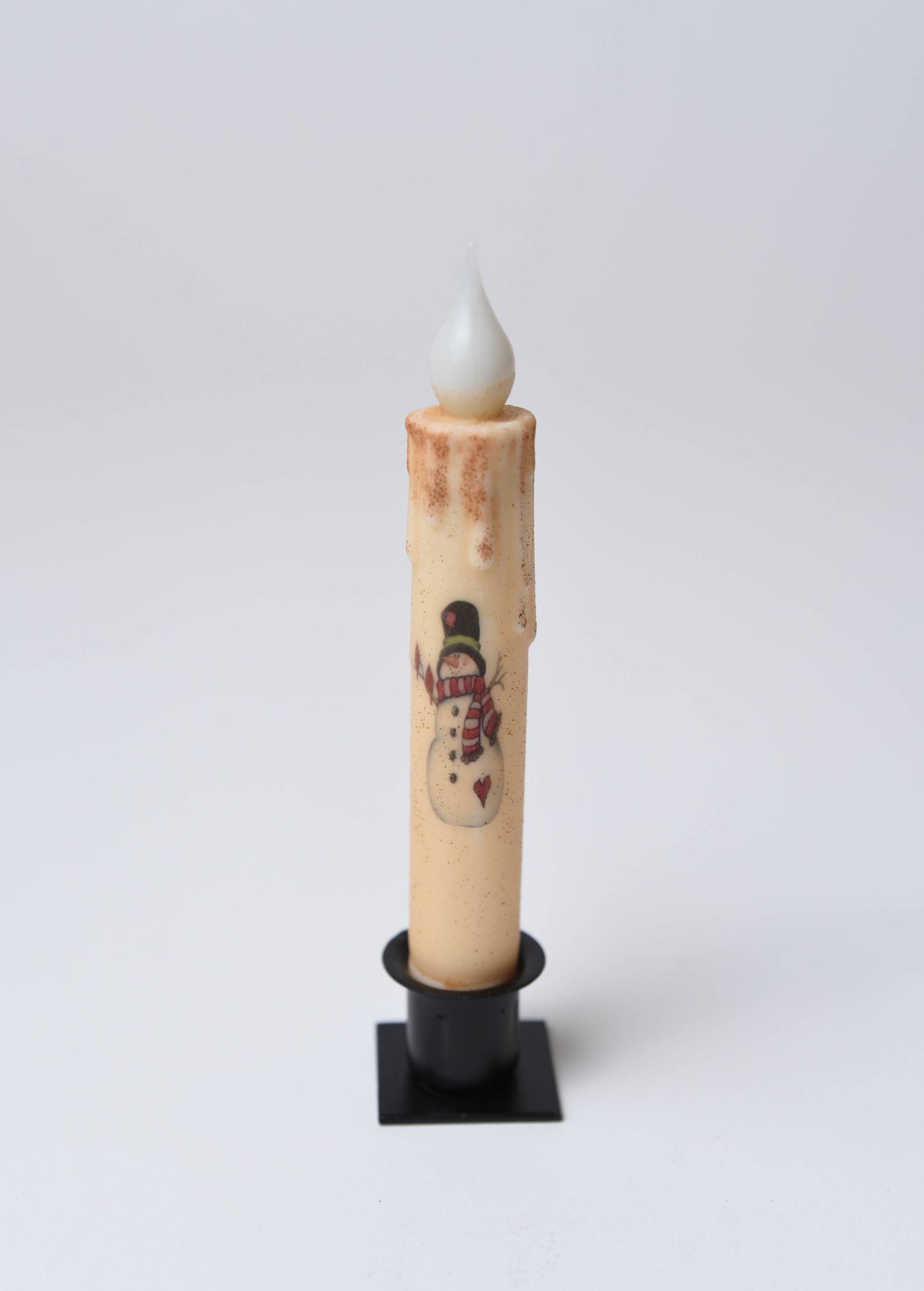 Snowman w/Cardinals Battery Operated LED Time Taper Candle