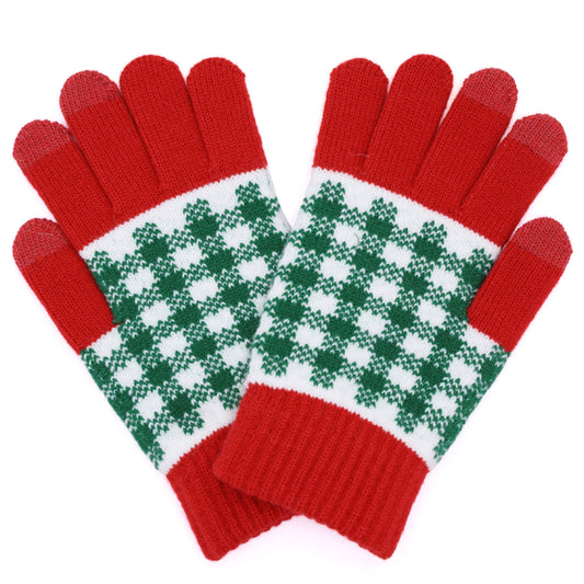 Christmas Theme Plaid Pattern Smart Winter Gloves