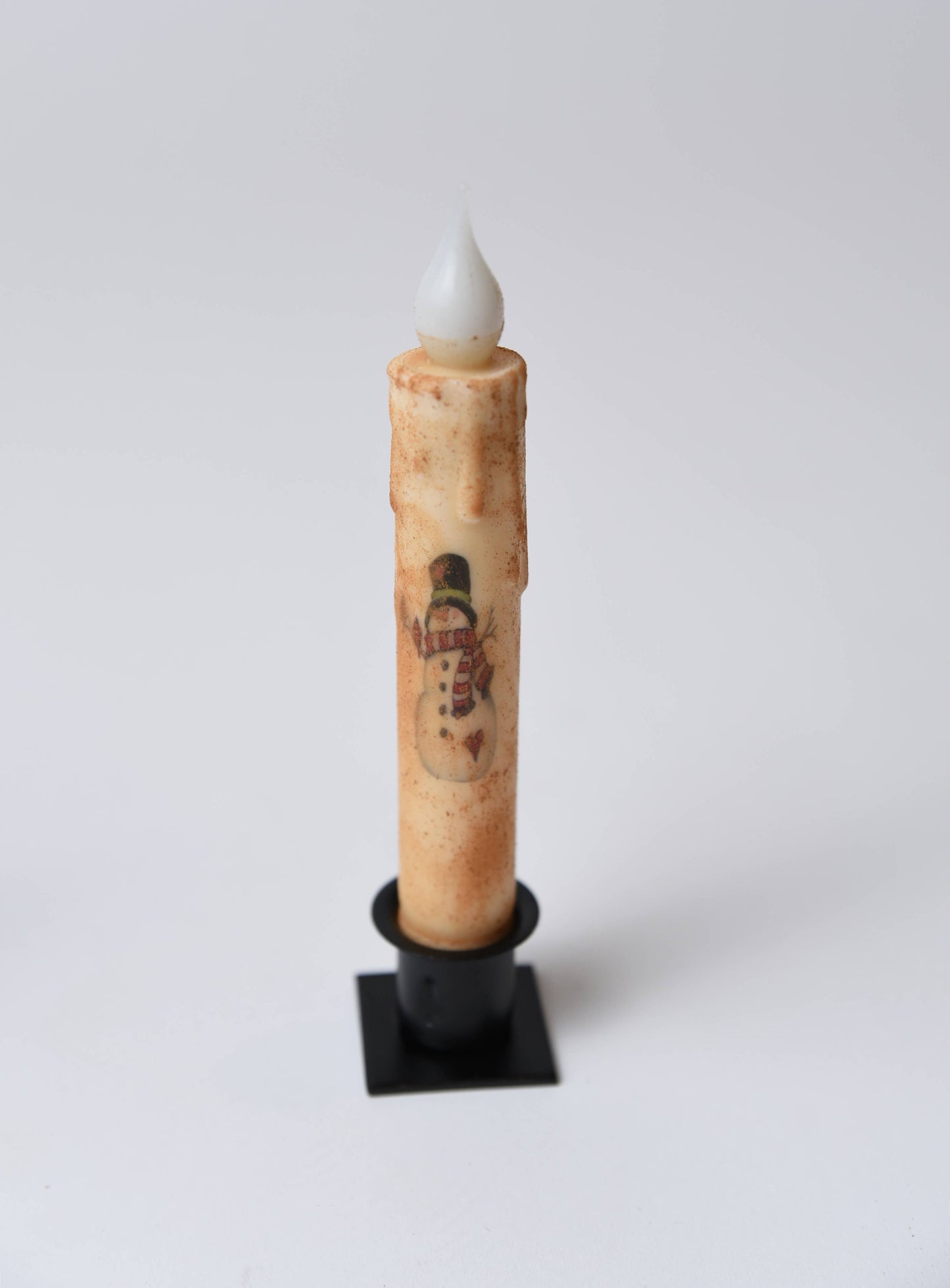Snowman w/Cardinals Battery Operated LED Time Taper Candle