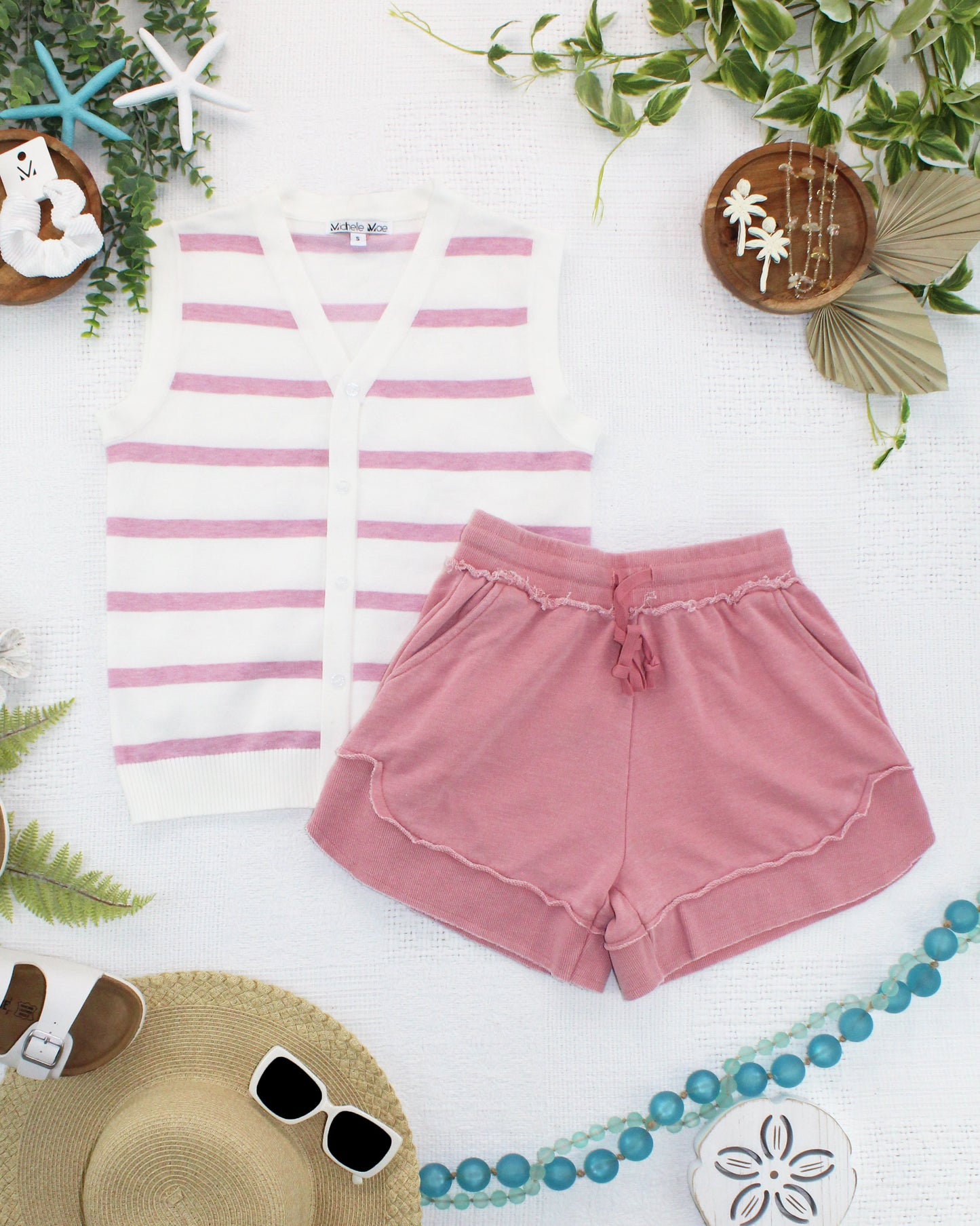 IN STOCK French Terry Stevie Shorts - Dusty Pink