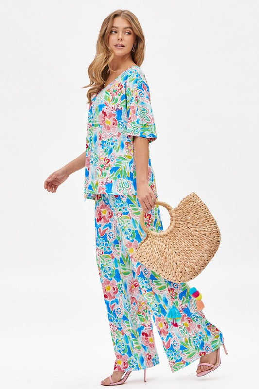 Dear Scarlett Cabana Set in Floral Royal