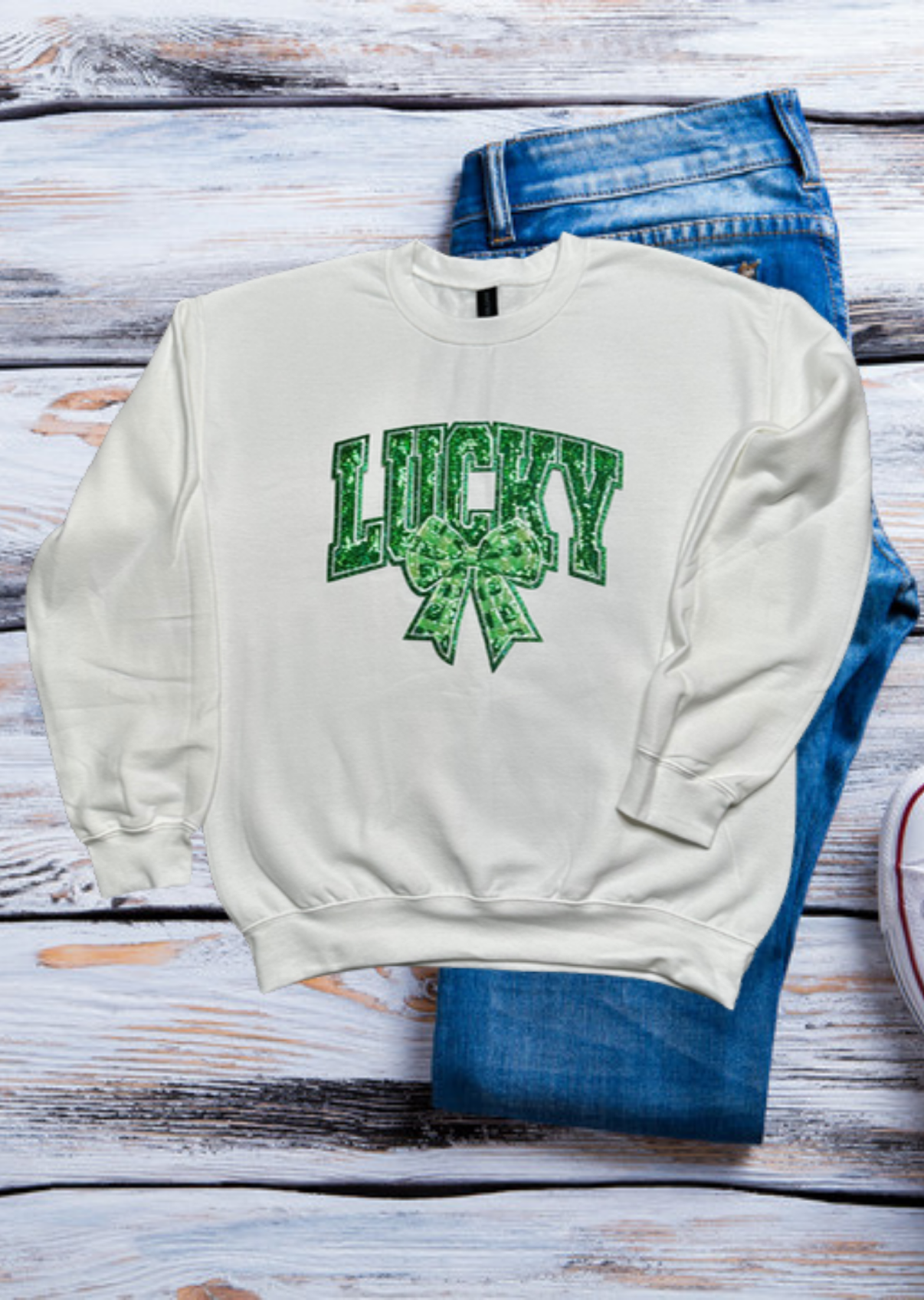 Lucky Bow Sequin Patch Sweatshirt